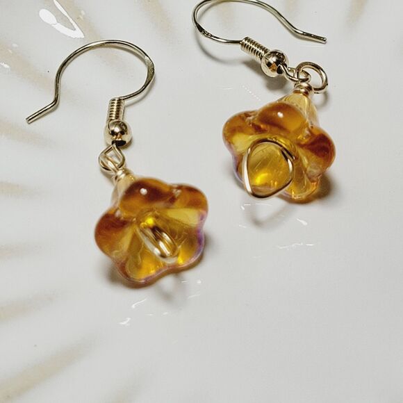 Artisan earrings  662# NEW bohemian Floral glass bead earrings Petite Amazonite - Picture 5 of 8